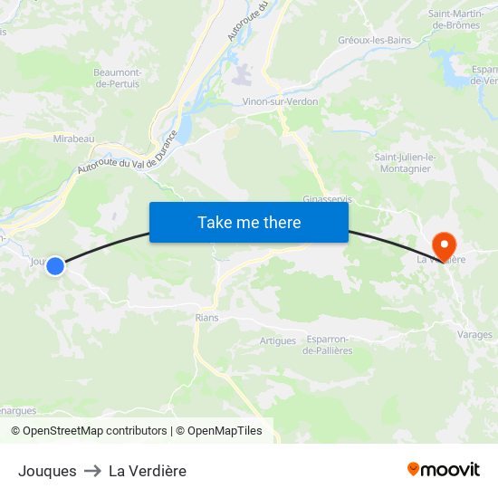 Jouques to La Verdière map