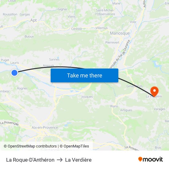 La Roque-D'Anthéron to La Verdière map
