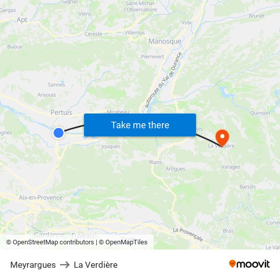 Meyrargues to La Verdière map