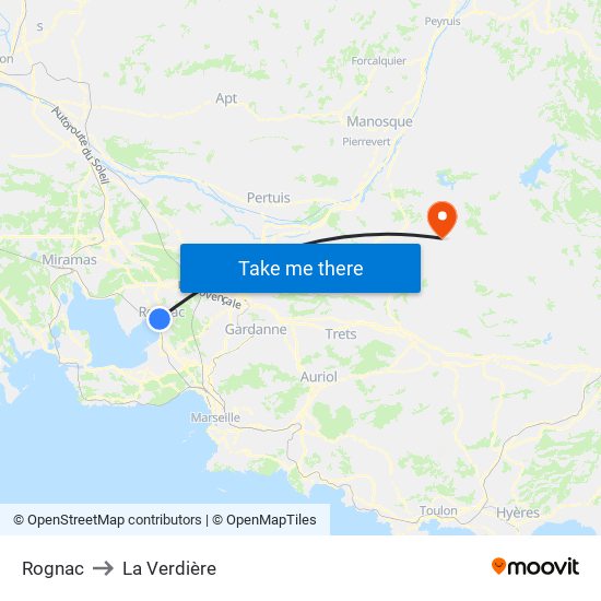 Rognac to La Verdière map