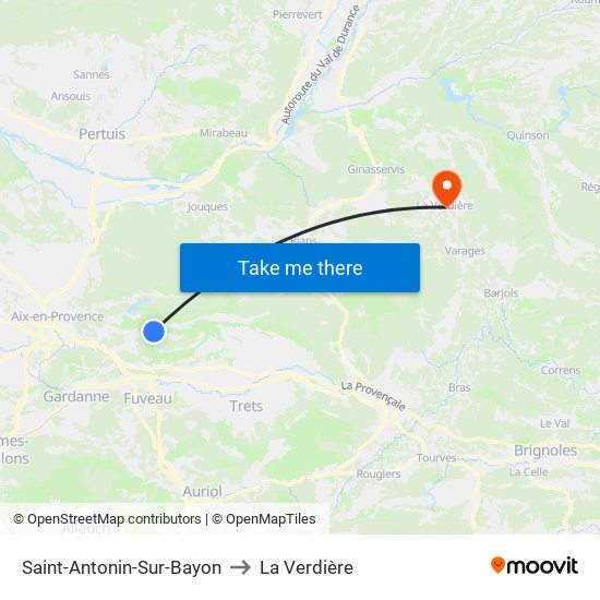 Saint-Antonin-Sur-Bayon to La Verdière map