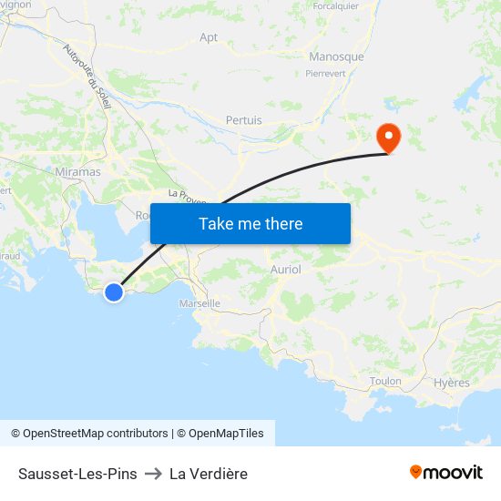 Sausset-Les-Pins to La Verdière map