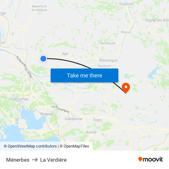 Ménerbes to La Verdière map