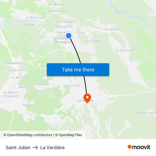 Saint-Julien to La Verdière map