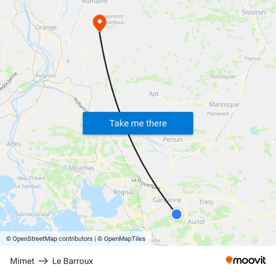 Mimet to Le Barroux map