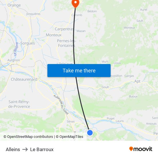 Alleins to Le Barroux map