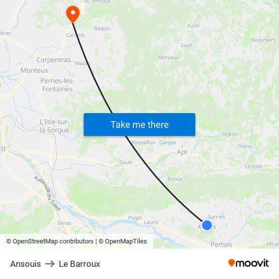 Ansouis to Le Barroux map