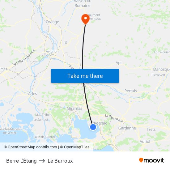 Berre-L'Étang to Le Barroux map