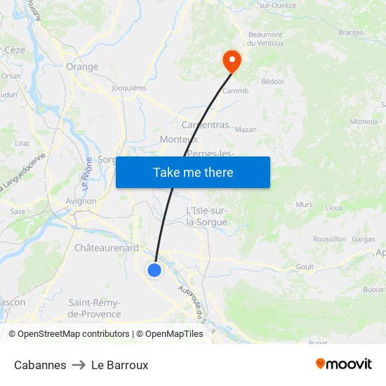 Cabannes to Le Barroux map