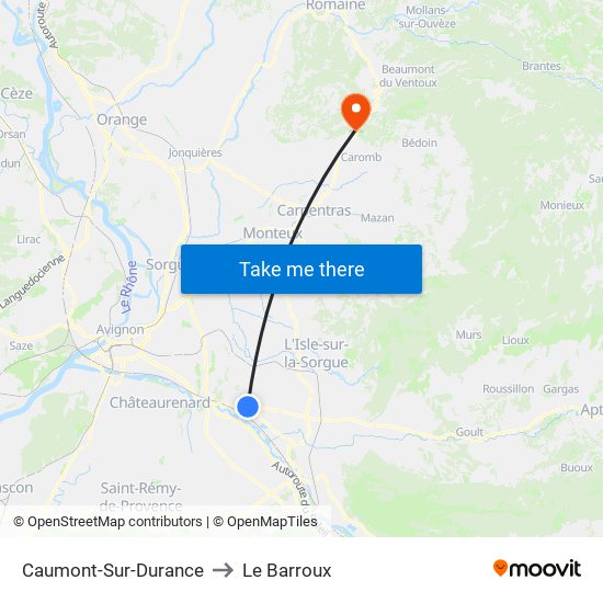 Caumont-Sur-Durance to Le Barroux map