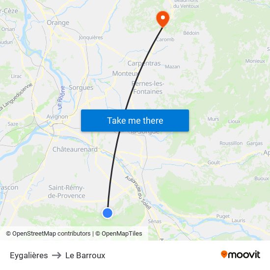 Eygalières to Le Barroux map