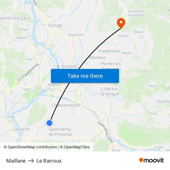 Maillane to Le Barroux map