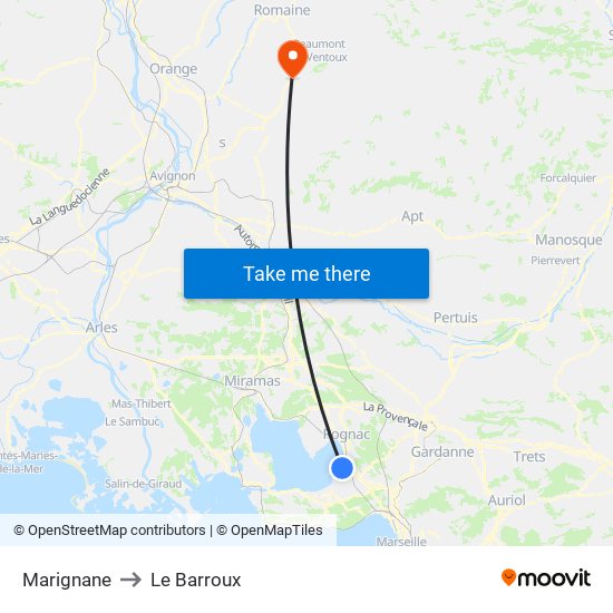 Marignane to Le Barroux map