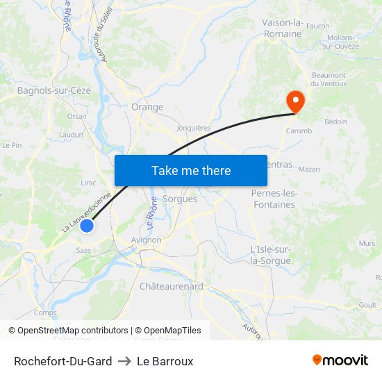 Rochefort-Du-Gard to Le Barroux map