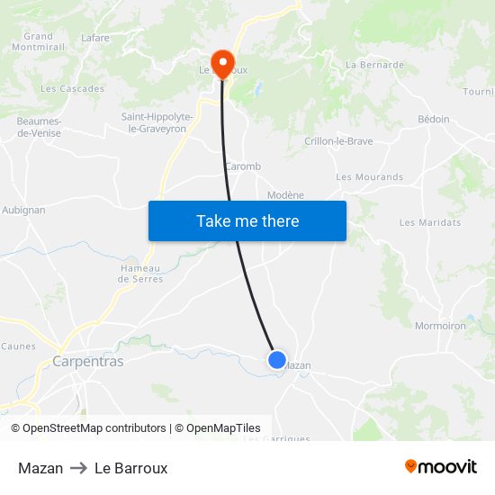 Mazan to Le Barroux map