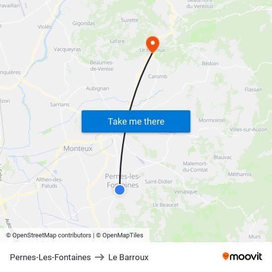 Pernes-Les-Fontaines to Le Barroux map