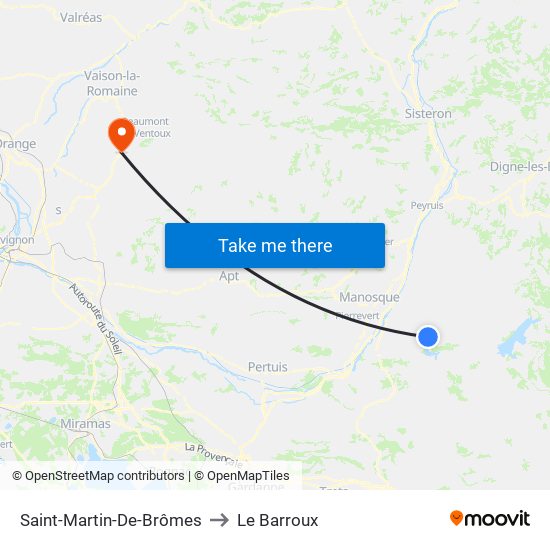 Saint-Martin-De-Brômes to Le Barroux map