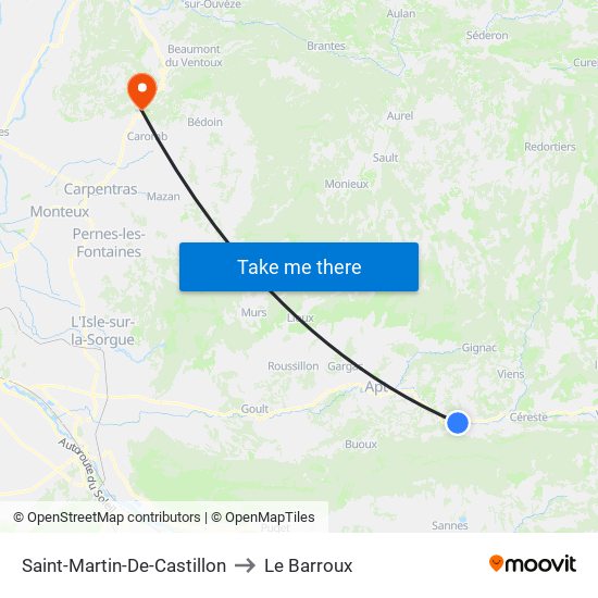 Saint-Martin-De-Castillon to Le Barroux map