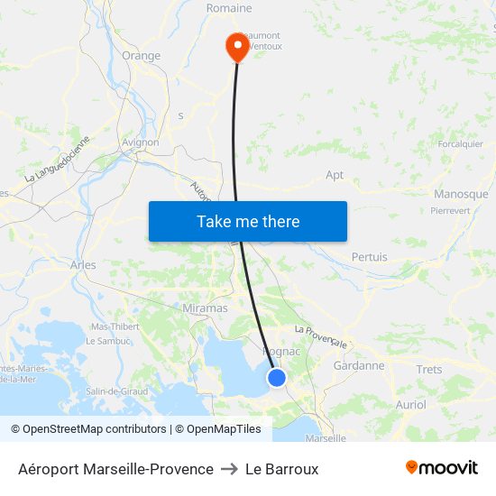 Aéroport Marseille-Provence to Le Barroux map