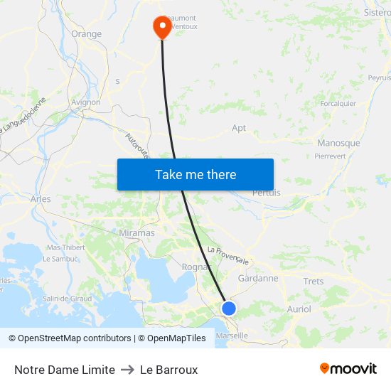 Notre Dame Limite to Le Barroux map