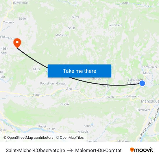 Saint-Michel-L'Observatoire to Malemort-Du-Comtat map