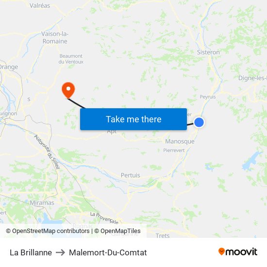 La Brillanne to Malemort-Du-Comtat map