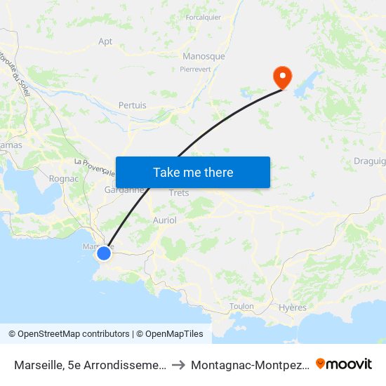 Marseille, 5e Arrondissement to Montagnac-Montpezat map