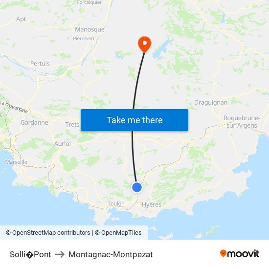 Solli�Pont to Montagnac-Montpezat map