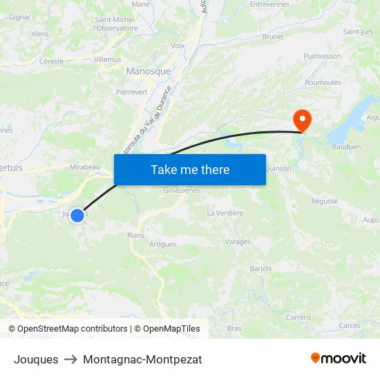 Jouques to Montagnac-Montpezat map