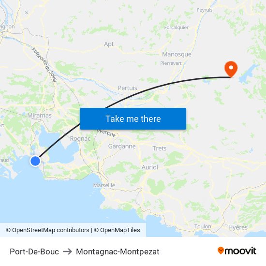 Port-De-Bouc to Montagnac-Montpezat map