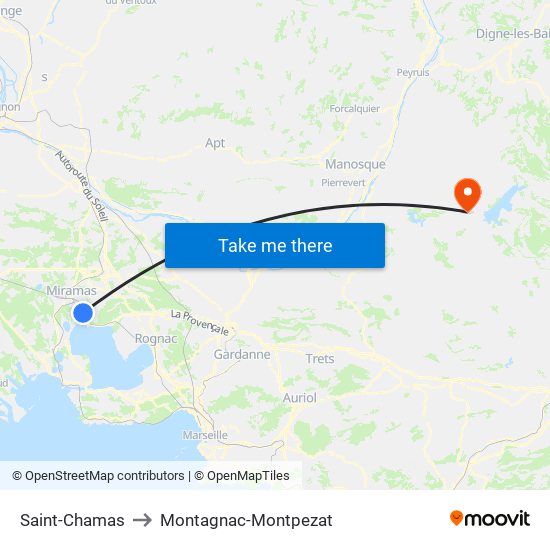 Saint-Chamas to Montagnac-Montpezat map