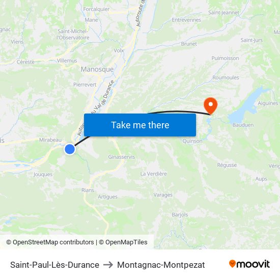 Saint-Paul-Lès-Durance to Montagnac-Montpezat map