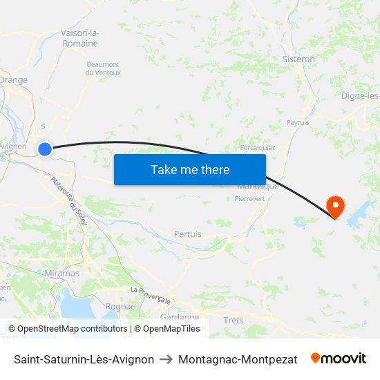 Saint-Saturnin-Lès-Avignon to Montagnac-Montpezat map