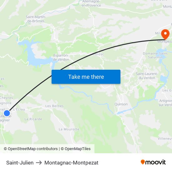 Saint-Julien to Montagnac-Montpezat map