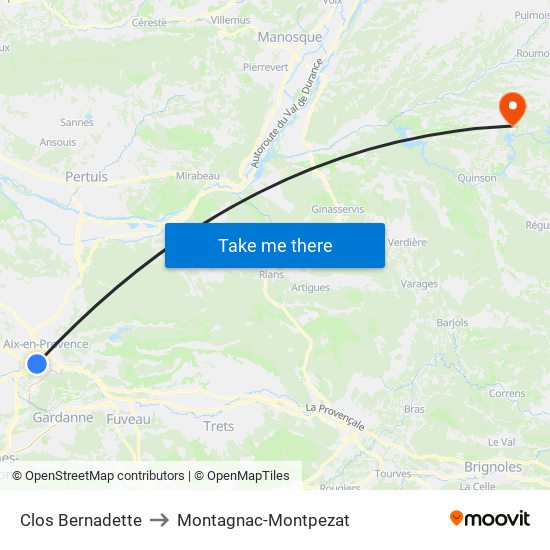 Clos Bernadette to Montagnac-Montpezat map