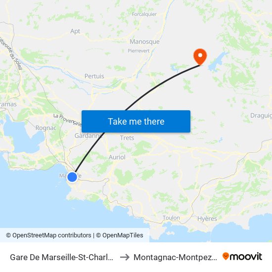 Gare De Marseille-St-Charles to Montagnac-Montpezat map