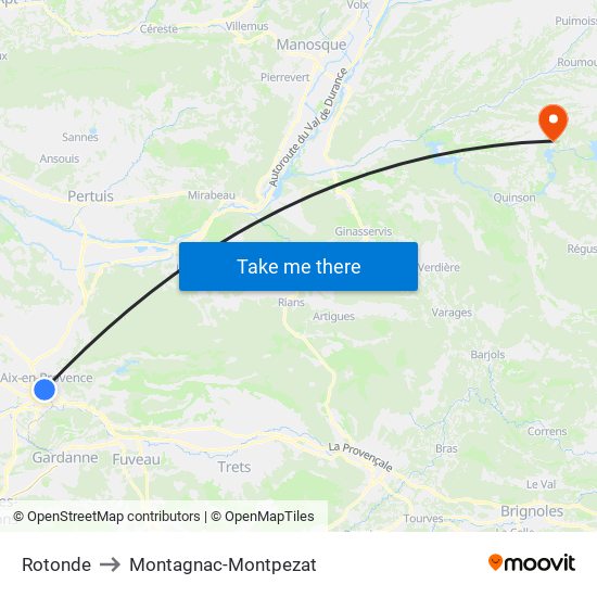 Rotonde to Montagnac-Montpezat map