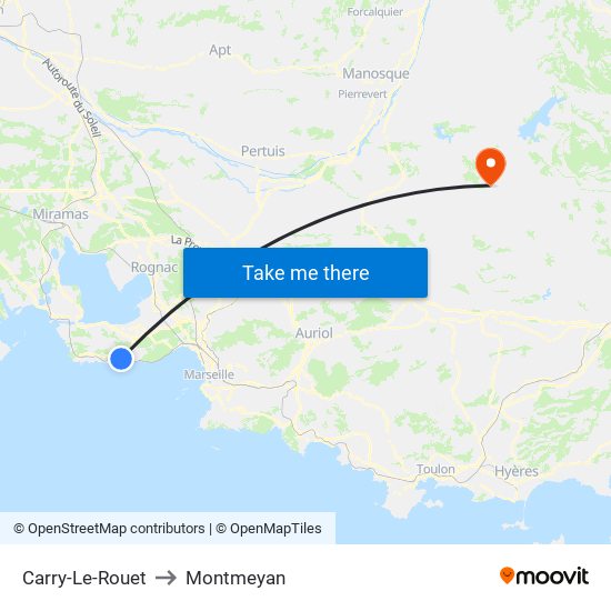 Carry-Le-Rouet to Montmeyan map