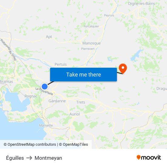 Éguilles to Montmeyan map