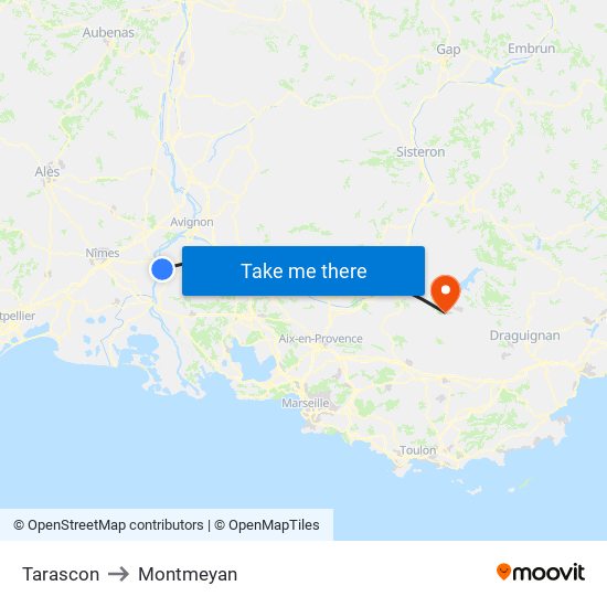 Tarascon to Montmeyan map
