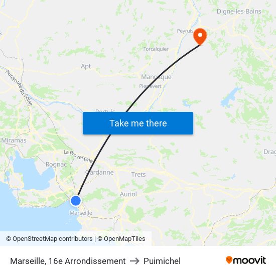 Marseille, 16e Arrondissement to Puimichel map