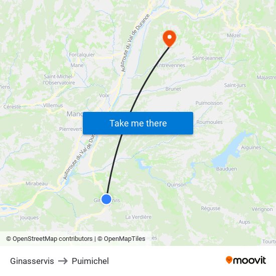 Ginasservis to Puimichel map
