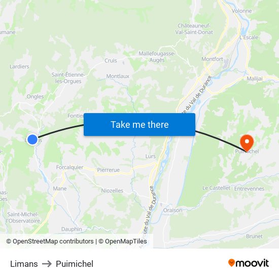 Limans to Puimichel map