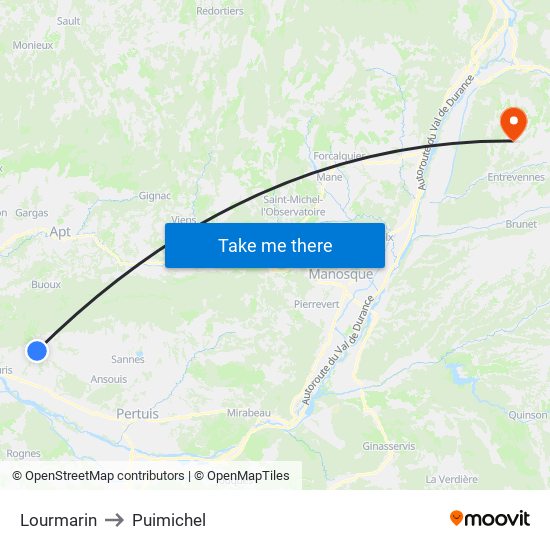 Lourmarin to Puimichel map