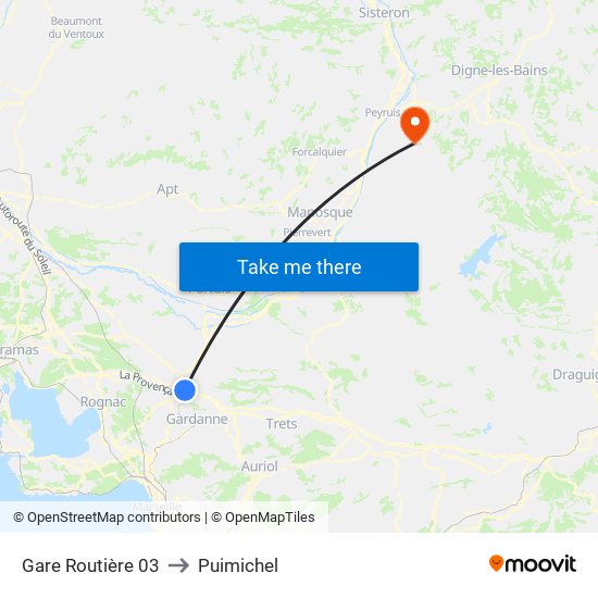 Gare Routière 03 to Puimichel map