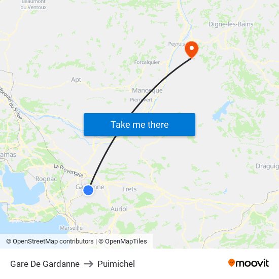 Gare De Gardanne to Puimichel map