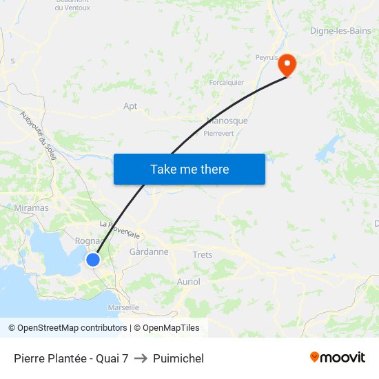 Pierre Plantée - Quai 7 to Puimichel map