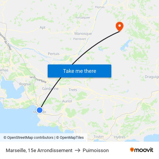 Marseille, 15e Arrondissement to Puimoisson map