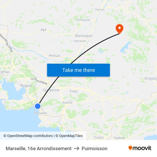 Marseille, 16e Arrondissement to Puimoisson map