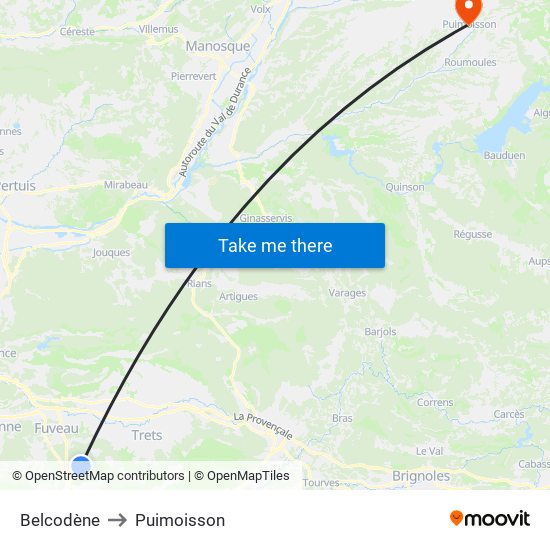Belcodène to Puimoisson map